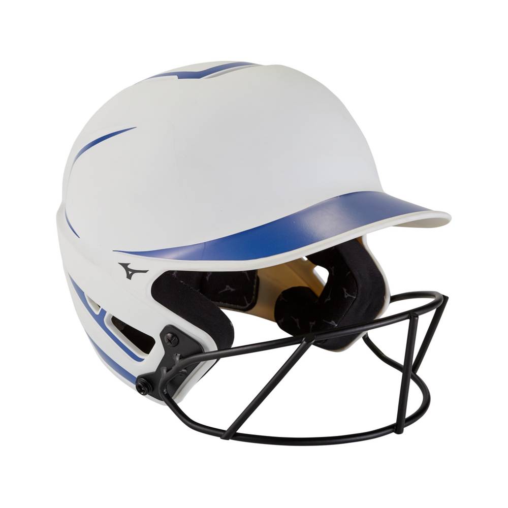 Womens Mizuno F6 Fastpitch Softball Batting Helmet White/Royal Philippines (GWJABQ634)